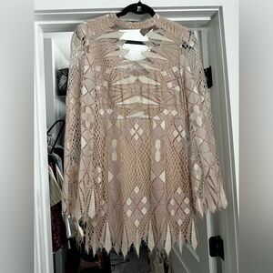 Free People Beige Crochet cocktail dress